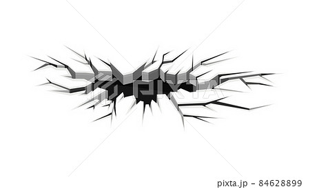 Black surface crack with hole, destruction effect, crevices from disaster vector illustration Black surface crack with hole, destruction effect, crevices from disaster vector illustration 84628899