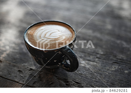 Selective focus cup of hot latte art coffee Selective focus cup of hot latte art coffee 84629281
