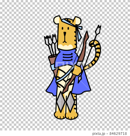 Illustration of a tiger in the form of a bower RPG game style 84629718