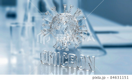 The virus omicron on lab background for covid 19 or medical concept 3d rendering The virus omicron on lab background for covid 19 or medical concept 3d rendering 84631151