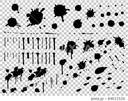 飛びはねたインクのイラスト素材セット 飛び散った墨 シルエットのイラスト素材