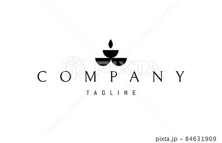 Vector logo with an abstract image of three bowls at the base and a leaf on top. Vector logo with an abstract image of three bowls at the base and a leaf on top. 84631909