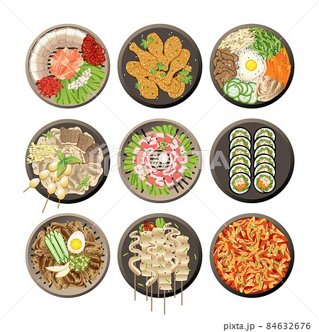 Forladt Ruckus Definition Korean dishes top view. Seaweed dumpling, food... - Stock Illustration  [84632676] - PIXTA