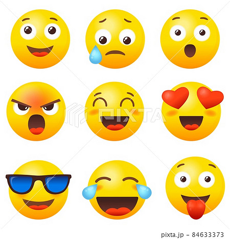 Emoji reaction set. Emoticon icon, emoticons... - Stock Illustration  [84633373] - PIXTA