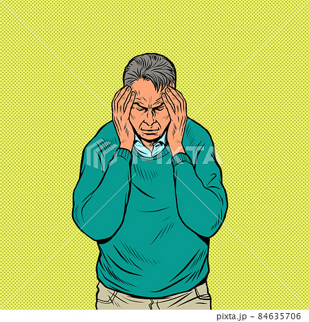an elderly man headache, medical symptom migraine cancer hypertension meningitis stroke or other diseases 84635706