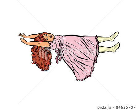 Little girl levitating, magic and sorcery. The devil horrors nightmares 84635707