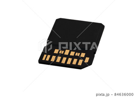 Macro shot of new type of SD card over isolated white background 84636000