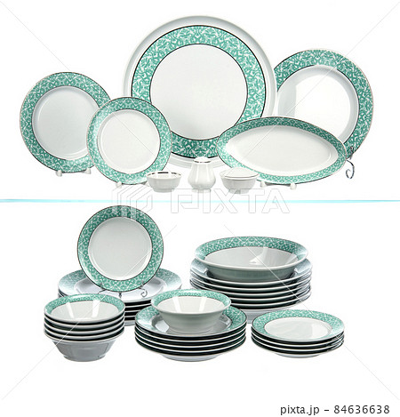 large set of dishes of plates, bowls, saucepan large set of dishes of plates, bowls, saucepan 84636638