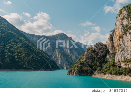 The famous Piva Canyon with its fantastic reservoir. National park Montenegro and Bosnia and Herzegovina, Balkans, Europe. Beauty world. 84637012