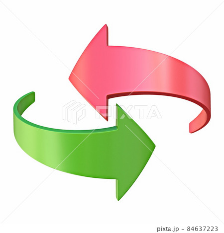 Red and green arrows are moving towards 3D 84637223