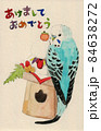 お正月飾りにいたずらするセキセイインコ 84638272