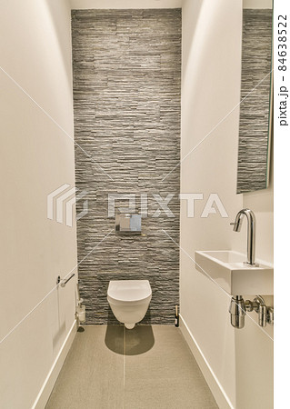 Interior of small clean restroom in miniature style 84638522