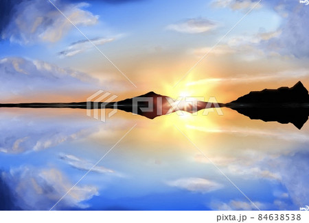 湖面が鏡 84638538