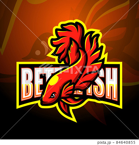 Betta fish mascot esport logo design 84640855