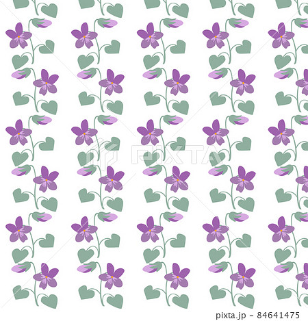パープルグリーン系の花柄パターン素材のイラスト素材