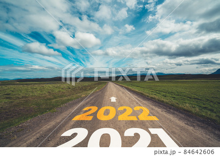 2022 New Year road trip travel and future vision concept 84642606