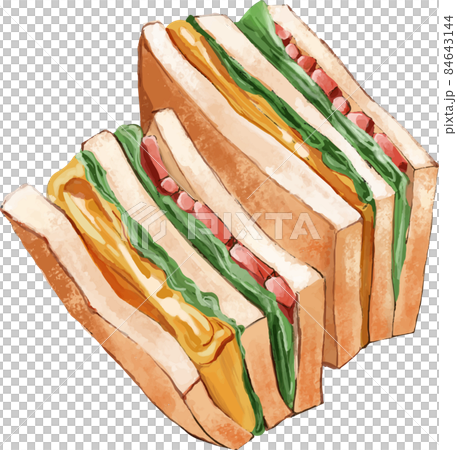 サンドイッチ　手描き風イラスト 84643144