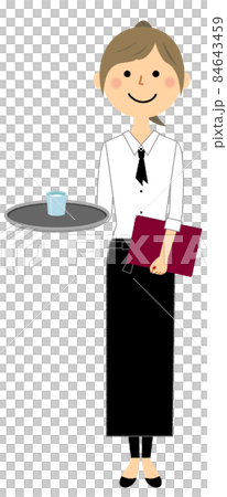 Cafe staff with a menu Cafe staff with a menu 84643459