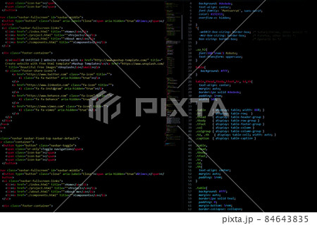 developer software source code on monitor screen. writing script of software developer. program coding. programmer editing code background. Technology background close up shot. 84643835