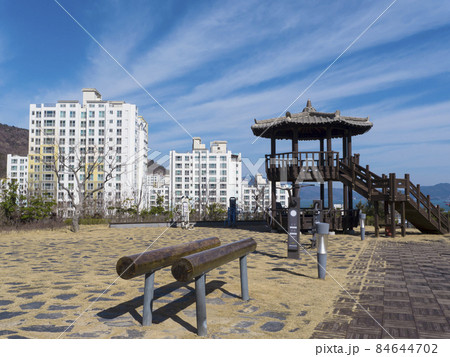 Korean traditional arbor in Yeosu city. South Korea 84644702