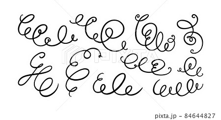Squiggle and swirl lines. Set of hand drawn calligraphic swirls. Vector illustration Squiggle and swirl lines. Set of hand drawn calligraphic swirls. Vector illustration 84644827