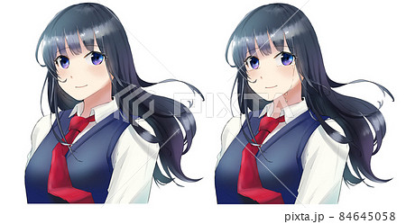 制服の女の子 下がり眉の笑顔と涙のイラスト素材