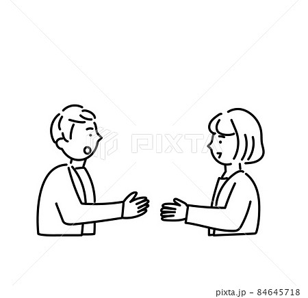会議 打ち合わせ 質問 ビジネス 取引 イラスト シンプル 話し合いのイラスト素材