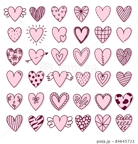 Set of cute doodle hearts for Valentine's Day 84645723