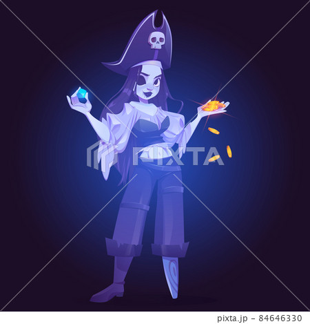 Pirate girl ghost with treasure, young dead woman Pirate girl ghost with treasure, young dead woman 84646330