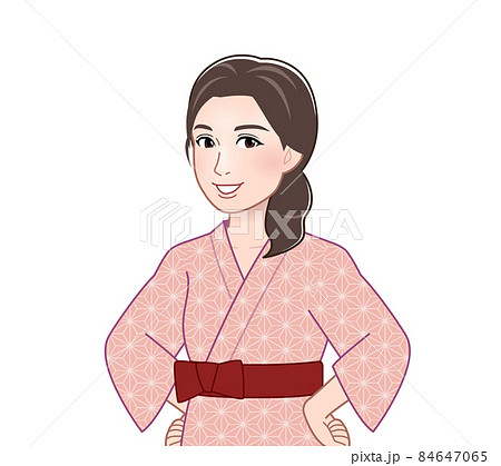 浴衣を着た女性のイラスト素材