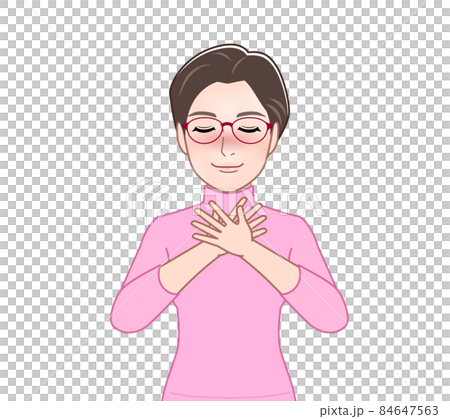 穿粉色長袖高領毛衣的阿姨 84647563