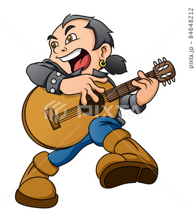 The Rock Musician Is Playing The Guitar のイラスト素材