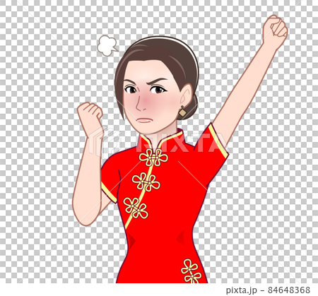A woman in a Chinese dress 84648368