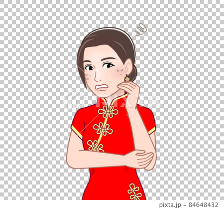 A woman in a Chinese dress 84648432