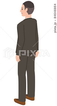 アイソメ ブラウンのスーツの男性 ビジネスマン 後ろ姿のイラスト素材