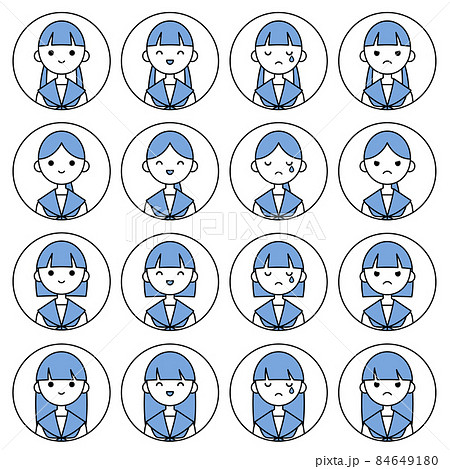 人物アイコンセット_女子高生表情 人物アイコンセット_女子高生表情 84649180