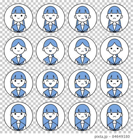人物アイコンセット_女子高生表情 人物アイコンセット_女子高生表情 84649180