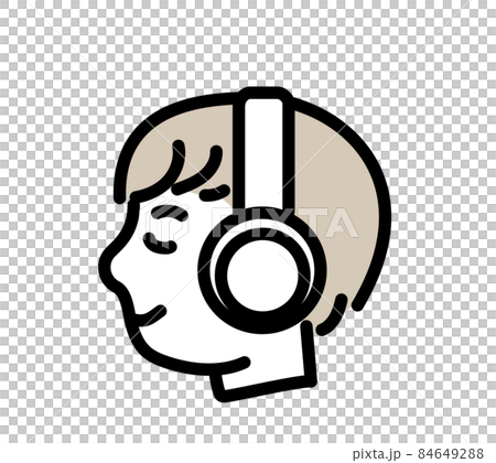 ヘッドホン　音楽　イラスト　シンプル　おしゃれ　ワイヤレスヘッドホン　男性　20代　横顔 84649288