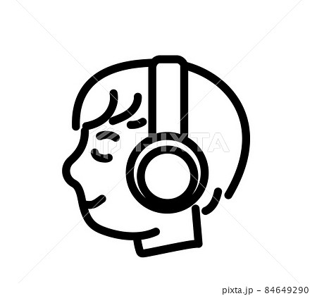 ヘッドホン 音楽 イラスト シンプル J Pop 代 男性 横顔 おしゃれのイラスト素材