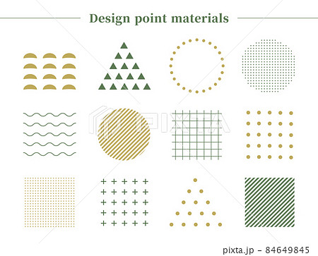 デザインのワンポイントイラストセット 円 三角形 四角形 幾何学模様 和風の柄の装飾品 背景素材 のイラスト素材