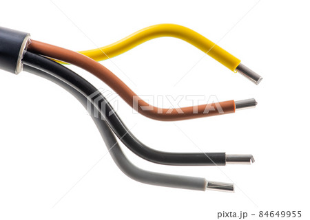 Aluminum power cable isolated on white background Aluminum power cable isolated on white background 84649955