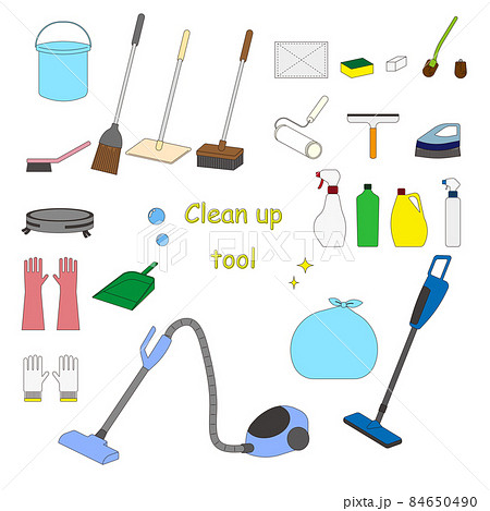 シンプルな掃除道具のアイコンセット 84650490