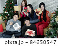 Group young Asian with gifts at home in celebrating Christmas festival. 84650547
