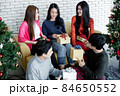 Group young Asian with gifts at home in celebrating Christmas festival. 84650552