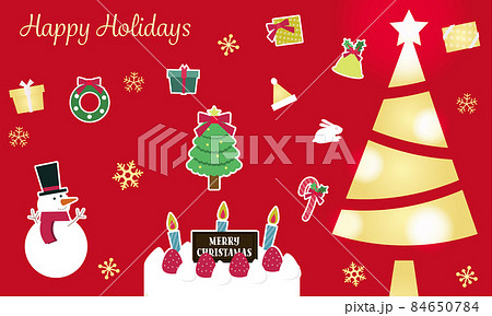 使いやすいクリスマス素材　ポストカードやセール、バナーにも使える　赤 84650784