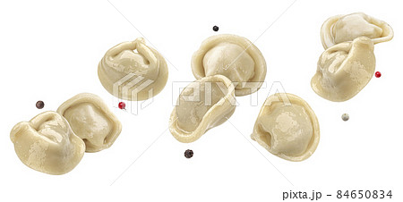 Cooked dumplings isolated on white background 84650834