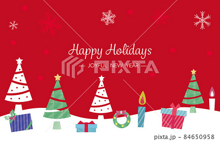 使いやすいクリスマス素材　ポストカードやセール、バナーにも使える　白赤 84650958