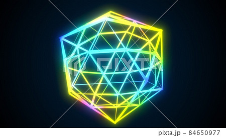 Neon crystal made of mesh lines Neon crystal made of mesh lines 84650977
