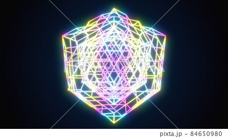 Neon crystal made of mesh lines Neon crystal made of mesh lines 84650980