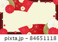 年賀状や背景に使いやすい菊のベクター和模様のフレーム	 84651118